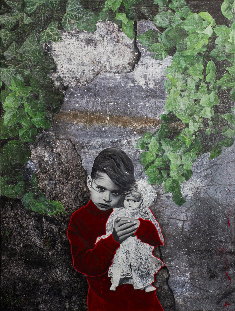 Urban And Pop Portrait Painting By Db Waterman, 35 X 47, In Your Head, Original Artwork