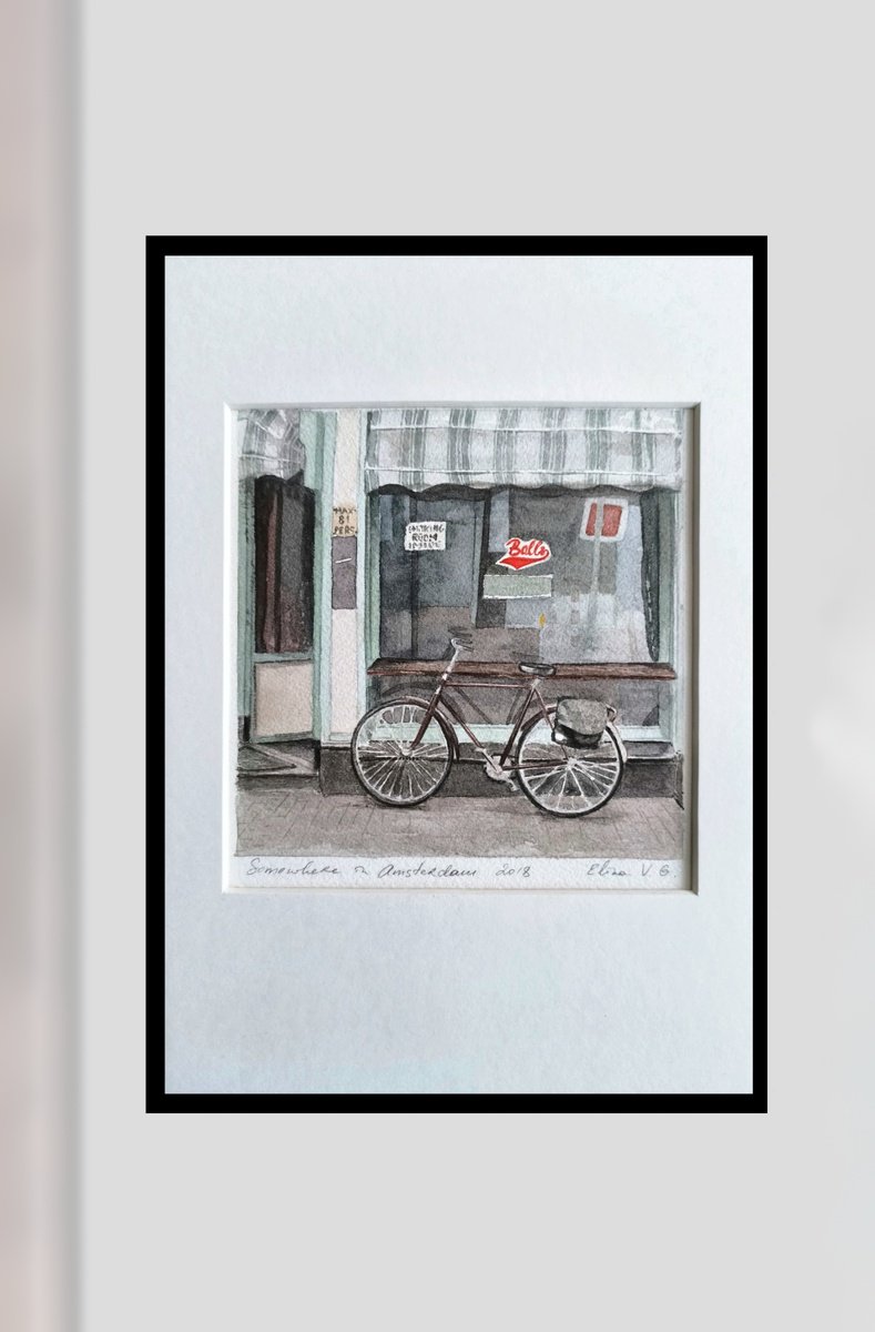 Illustrative Cityscapes Watercolour By Elina V.g., 6 X 6, Somewhere In Amsterdam, Original Artwork