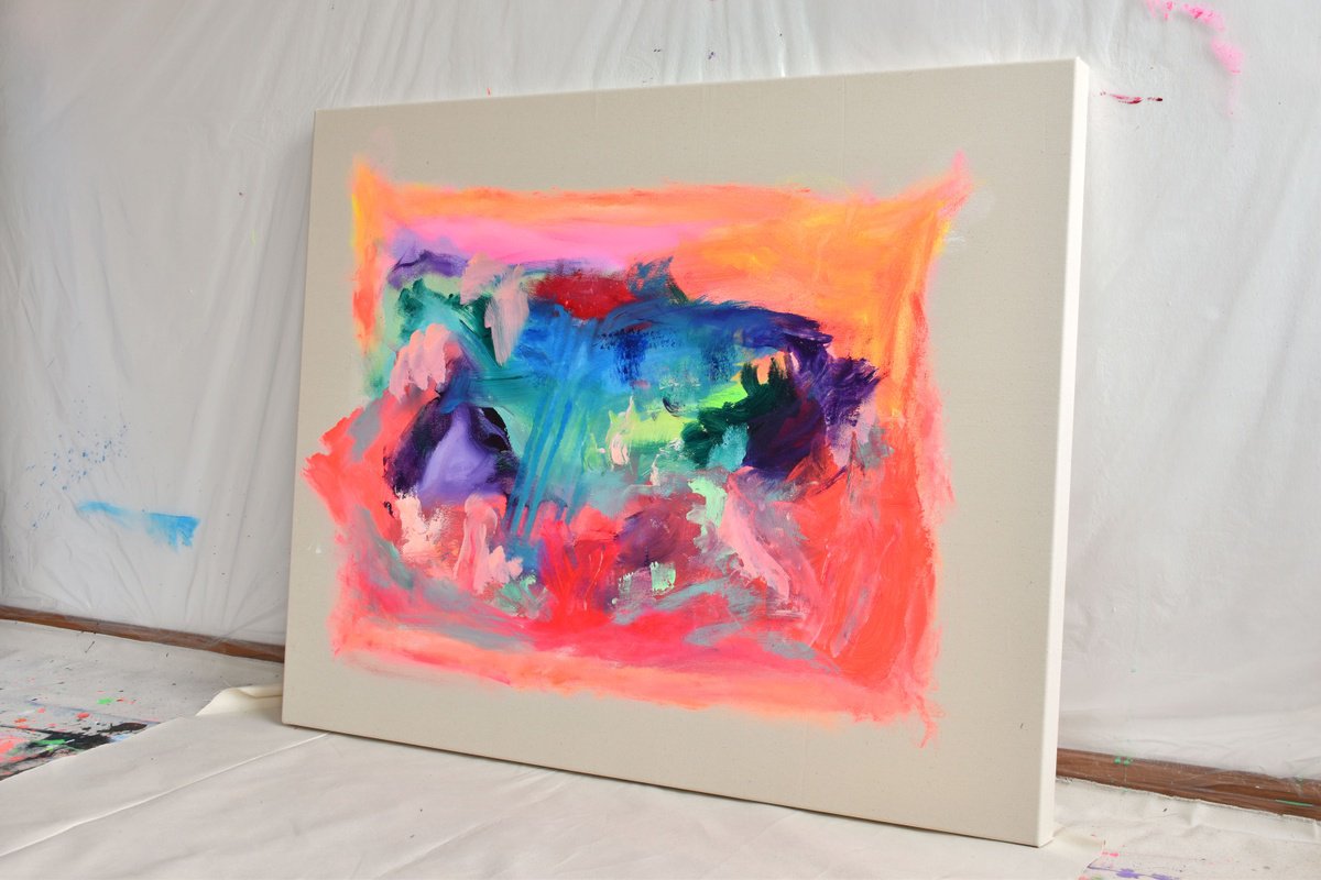 Abstract Acrylic Painting By Sebastian Merk, 39 X 31", Cascade, Original Artwork