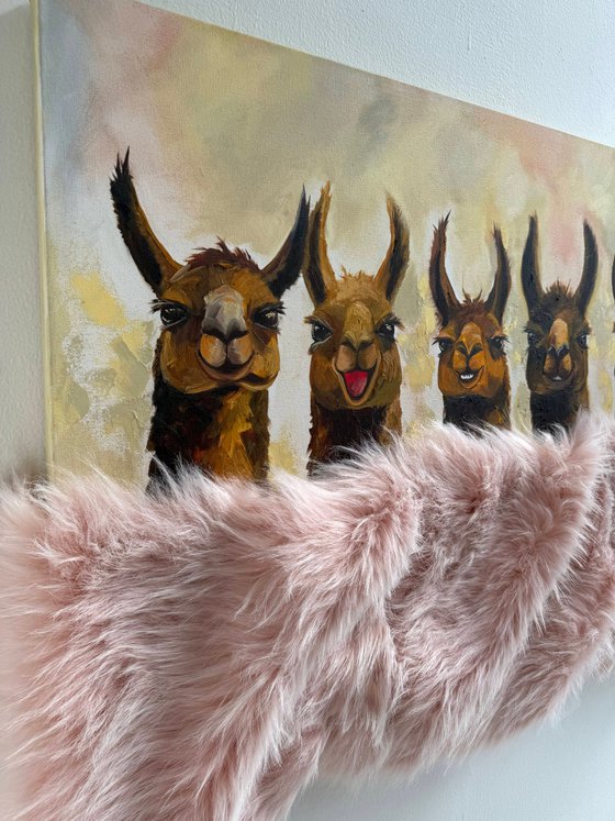 Cozy Alpacas Under One Blanket