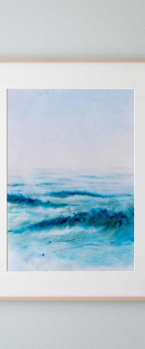 "Ocean Diary, August 23rd, 2019" mixed-media painting by Eve Devore