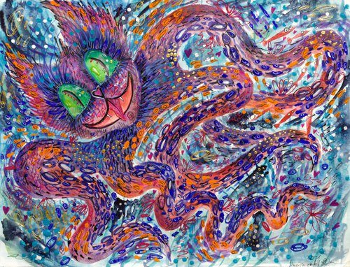 Octopus cat. Fantasy Cthulhu by Anna Onikiienko