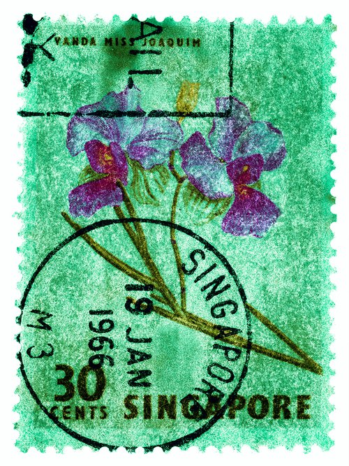 Singapore Stamp Collection '30 Cents Singapore Orchid Green' by Richard Heeps