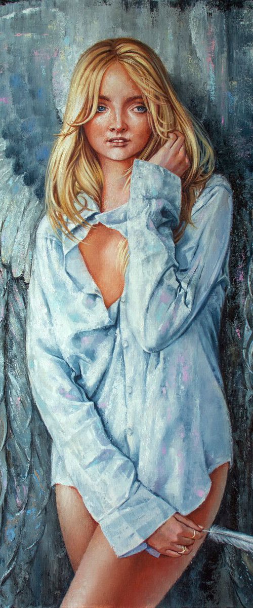 SWEET ANGEL - Angelic and Seductive, Surreal and Intriguing - An Unearthly Beauty Blonde with Paradise-Styled Lips on the Mysterious Shadows by Yaroslav Sobol