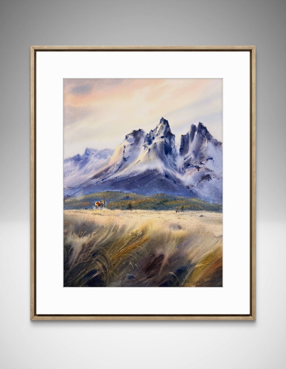 Impressionistic Landscape Watercolour By Eugenia Gorbacheva, 12 X 16, Where The Wind Runs Free, Original Artwork