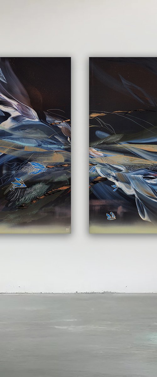 Synaptic Bloom Diptych by Novi Lim