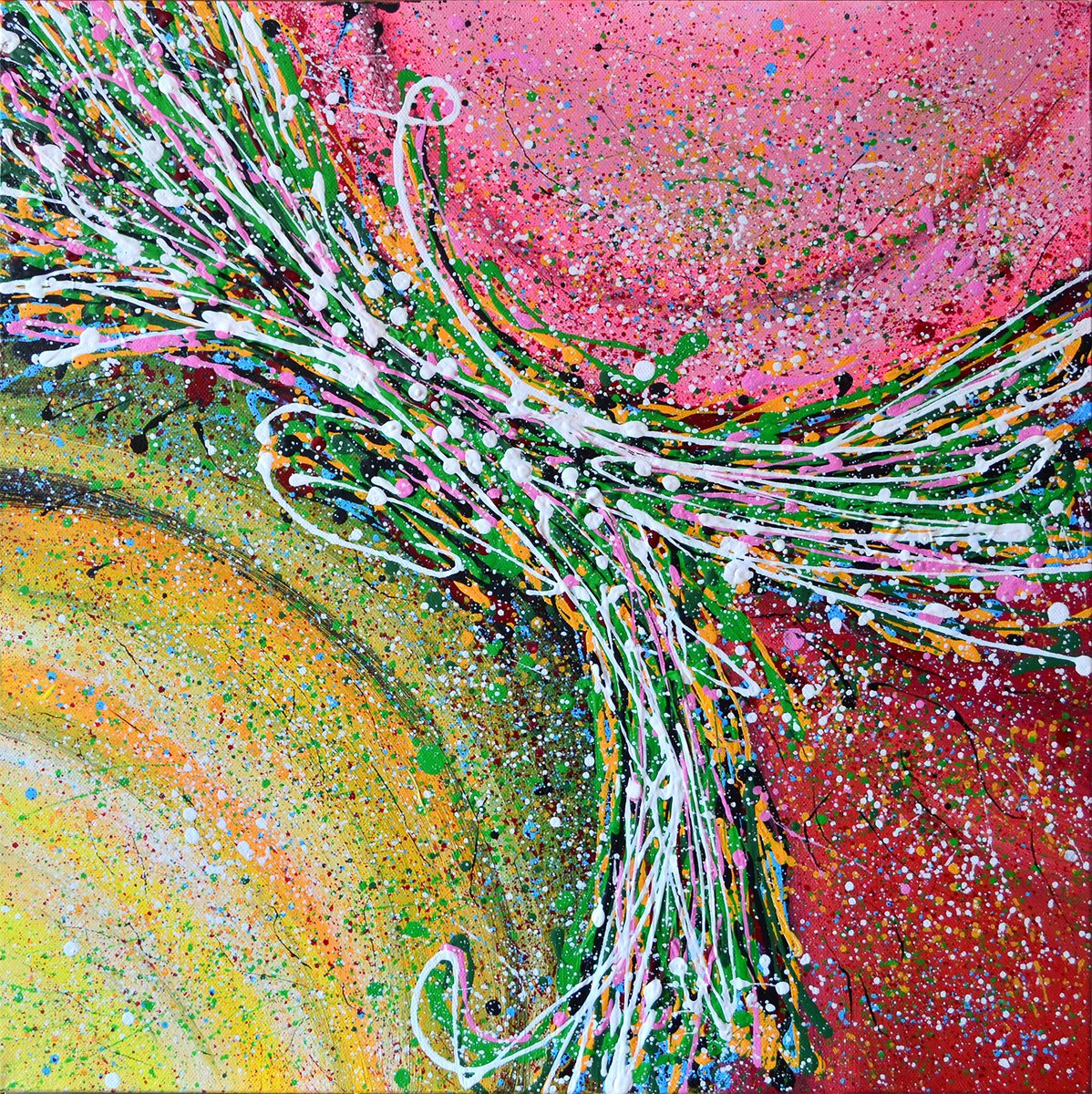 Abstract Acrylic Painting By Misty Lady - M. Nierobisz, 20 X 20", Summer Dream 2, Original Artwork