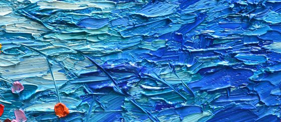 ITALY SEASCAPE - CAPRI ISLAND FARAGLIONI - modern impressionist palette knife oil painting Mediterranean vibrant colors