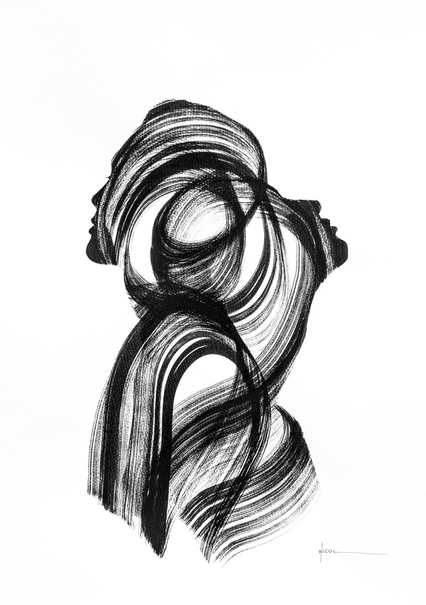 Expressive Ink Drawing , Bound By Stillness By Nicol Vacaru, 15 X 21, Artwork For Sale On Artfinder
