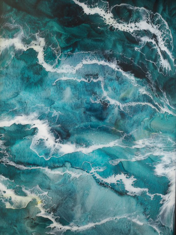 Turquoise watercolor sea