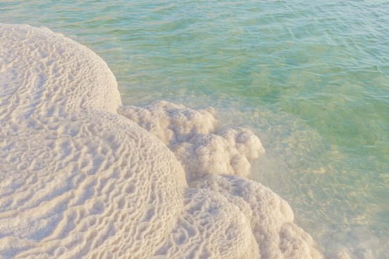 Dead Sea. The shore is salty.