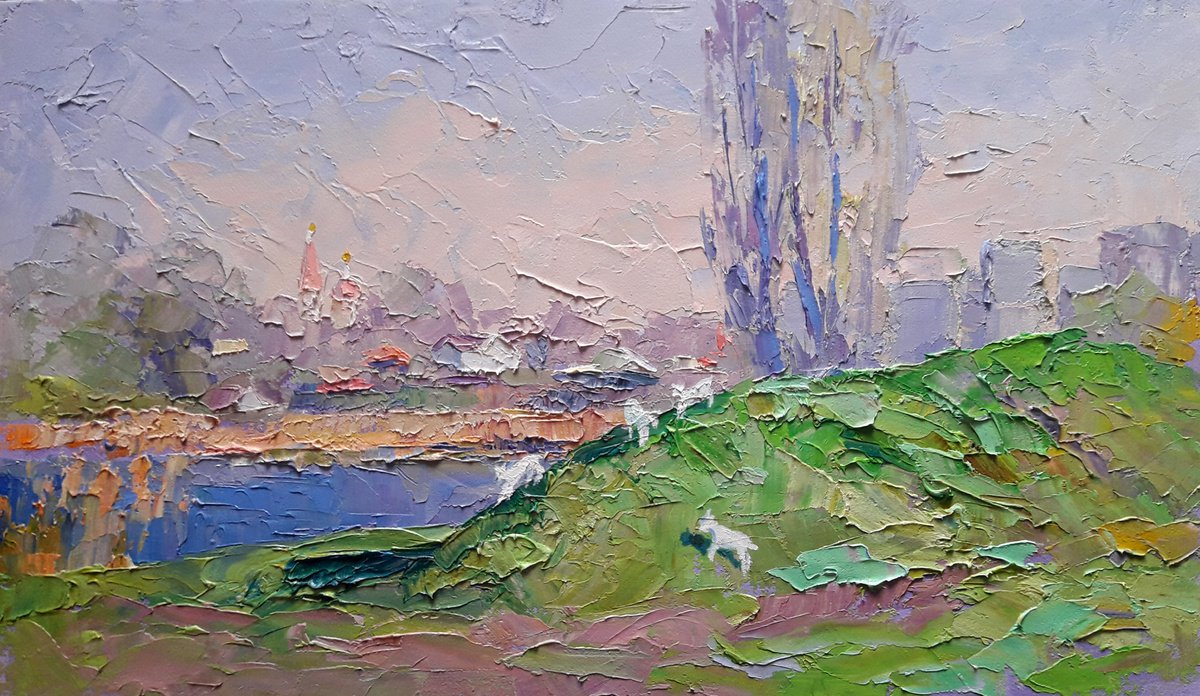 Oil painting The first grass nSerb658 by Boris Serdyuk