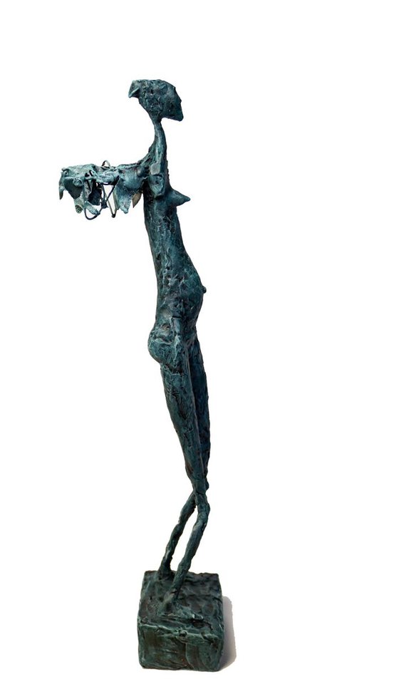 MOTHER ANGEL, Sculpture Clay, Iron, 33 X 11 cm, unique artwork