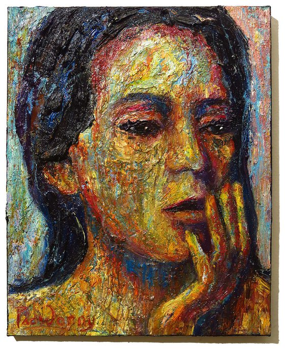 Original Oil Painting Portrait Abstract Female Expressionism Impressionism