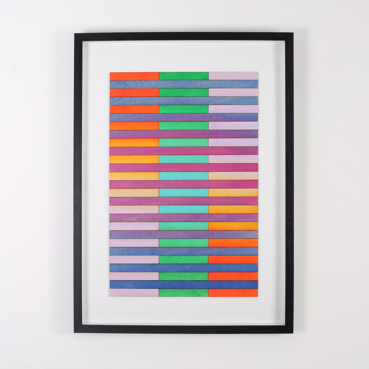 Three Panel Abstract Geometric Gradient Painting Number SIX by Amelia Coward