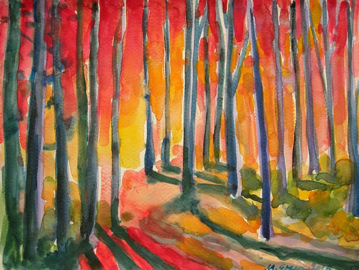 Red light in the woods by Maja Grecic