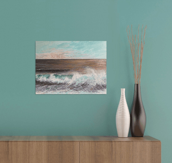 '10th Wave' Seascape Beach Crashing Waves Oil Painting