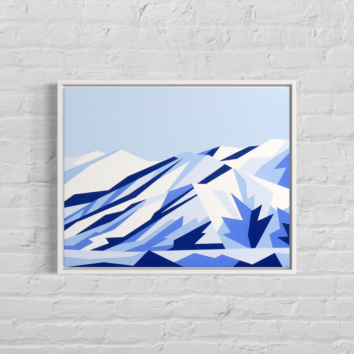 Geometric Landscape Acrylic Painting By Zoe Hattersley, 20 X 16", Lake Pukaki, New Zealand, Original Artwork