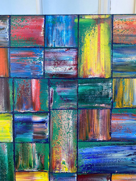 Get Some Structure In Your Life - Original Xt Large PMS Abstract Oil Painting On Canvas - 60 x 60 inches