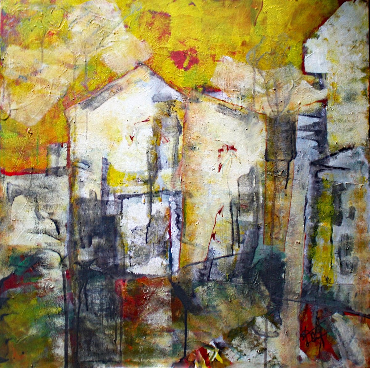 Village Abstrait By Jacques Donneaud, 31 X 31, Artwork For Sale On Artfinder
