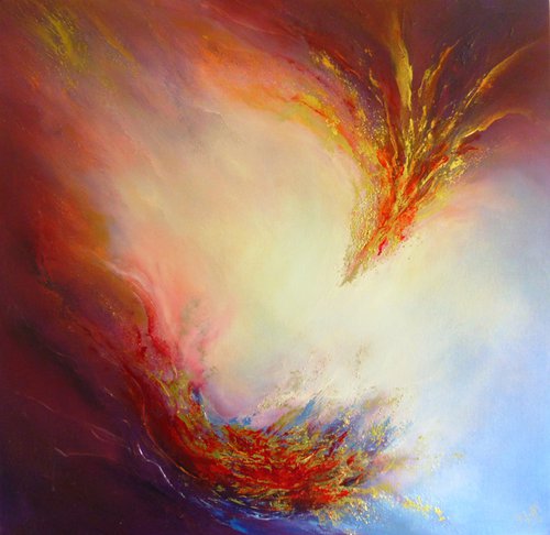 PHOENIX DAWN XIX (Textured abstract oil painting) by Gillian Luff
