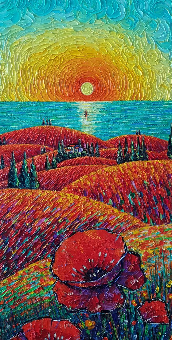 TUSCANY HILLS OF RED POPPIES