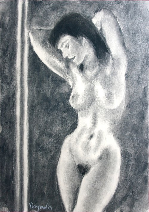 Female Figure 49 Charcoal Sketch by Juri Semjonov
