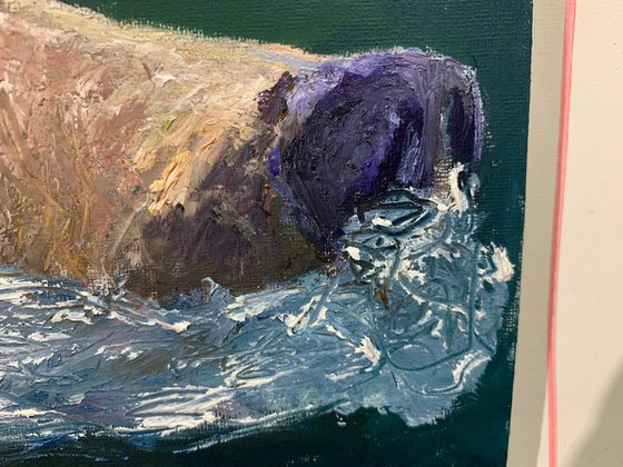 Bear Swimming Study In Oil