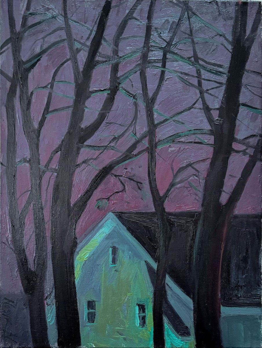 Impressionistic Cityscapes Oil Painting By Nataliia Nosyk, 12 X 15", Green Light, Original Artwork