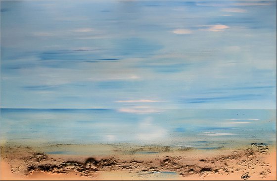 Peaceful Sea  - Abstract Art - Acrylic Painting - Canvas Art - Framed Painting - Abstract Sea Painting - Ready to Hang