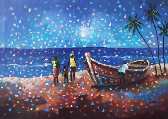 Coastal Rhythm, Vibrant African beach