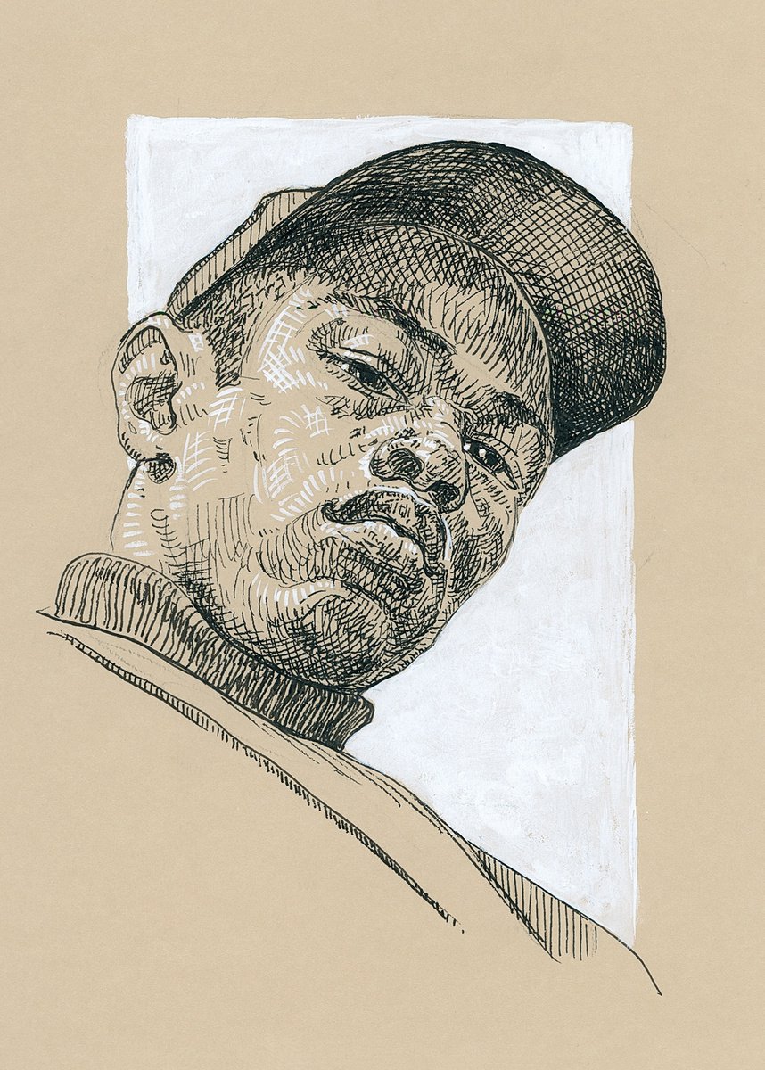 Black man portrait. Cross hatch drawing by Katarzyna Gagol