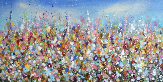 Summer Days - Large Floral Abstract Painting