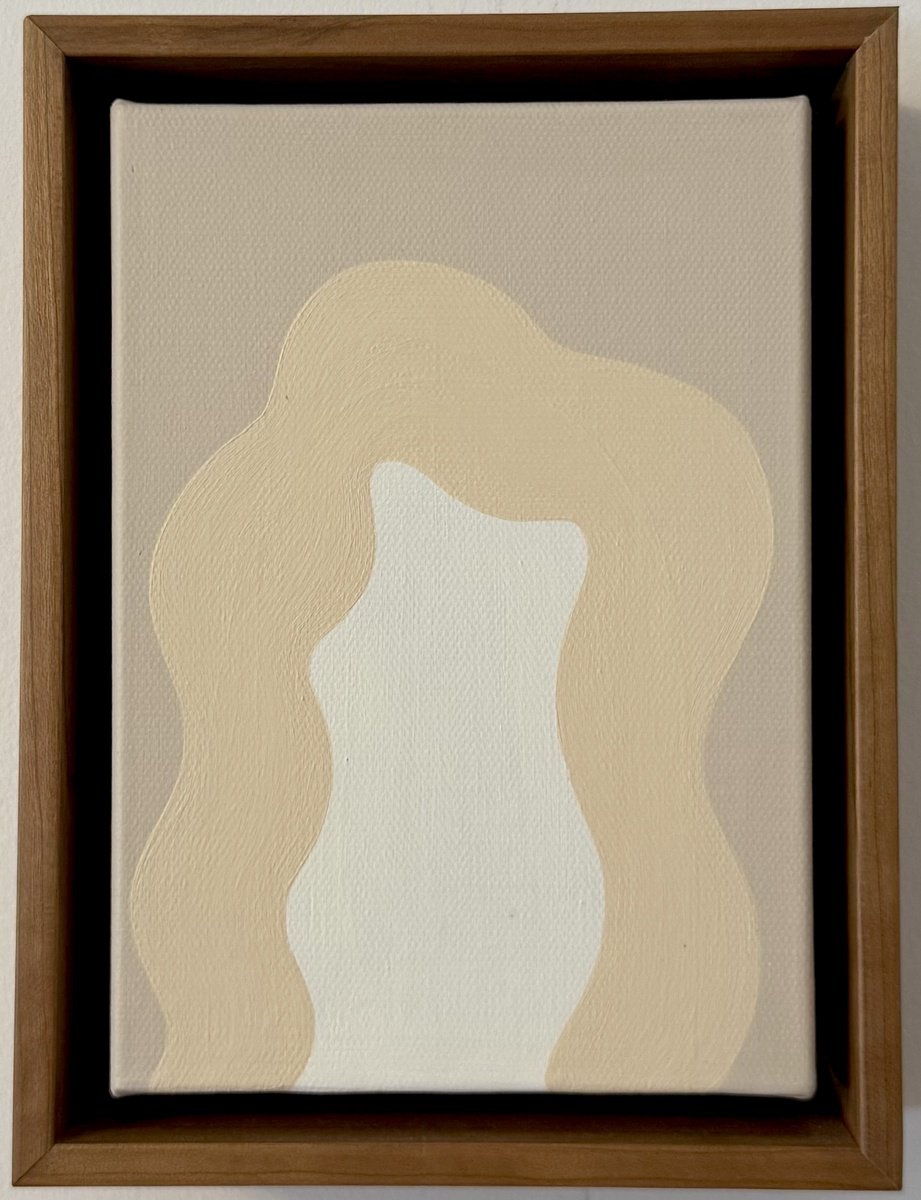 Abstract Acrylic Painting By Shadia Sabagh, 6 X 8", White Mini, Original Artwork