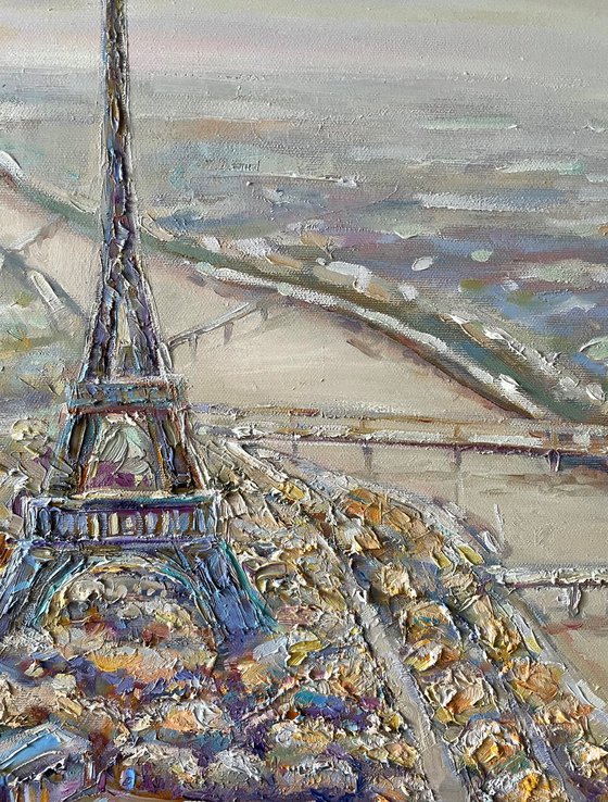 View of beautiful Paris. Original oil painting