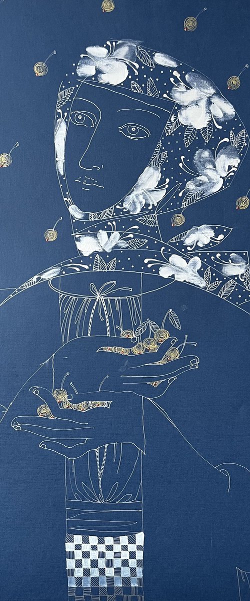 Composition on blue 1. Cherries by Liudmyla Korzh-Radko