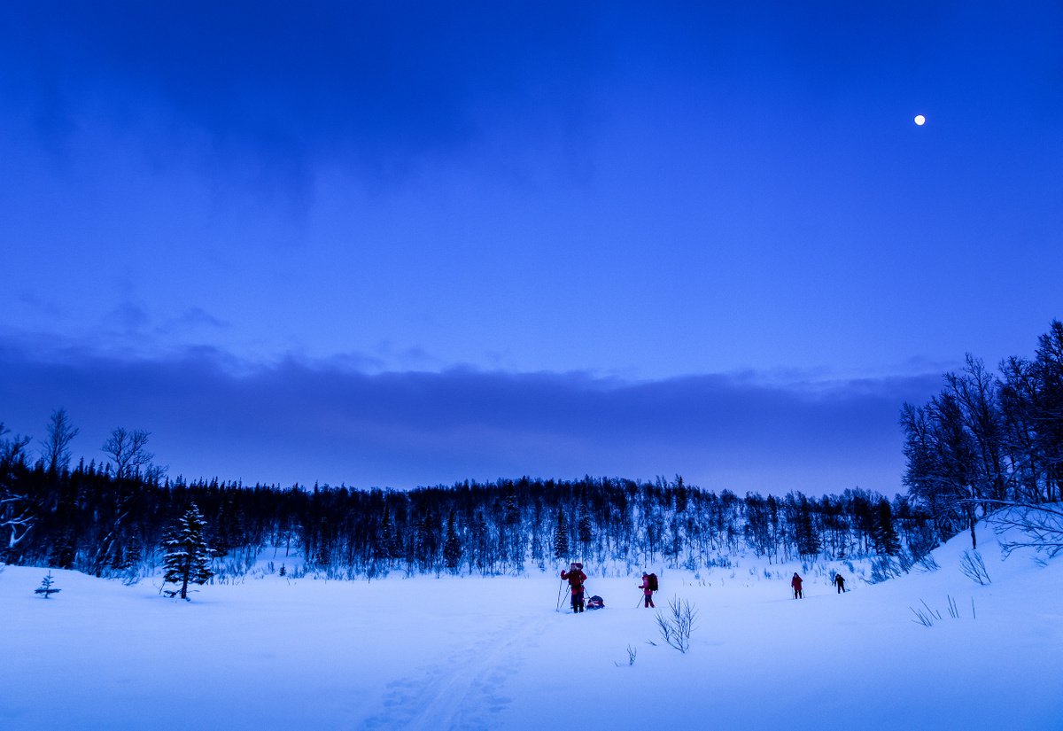 Impressionistic Landscape Photograph By Tom Hanslien, 47 X 33", Skiing In The Blue Hour Ii, Original Artwork