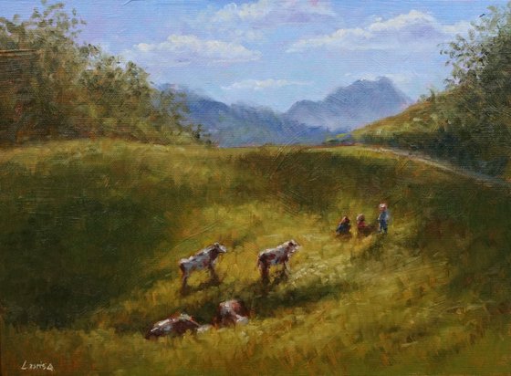 Morning rendezvous (Haloze, Slovenia) | Original oil painting