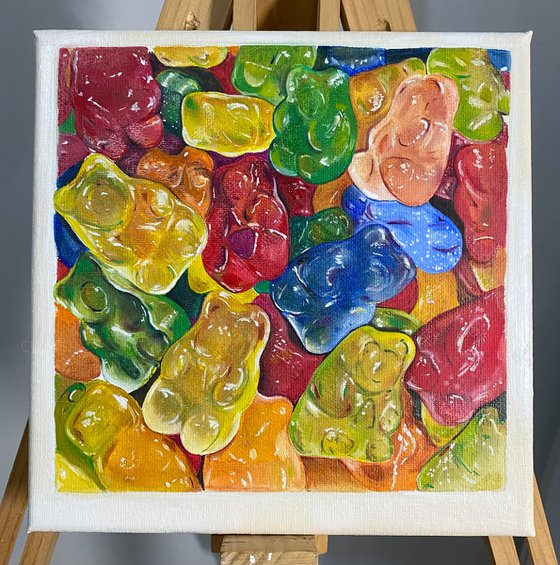 Gummy bears original oil painting