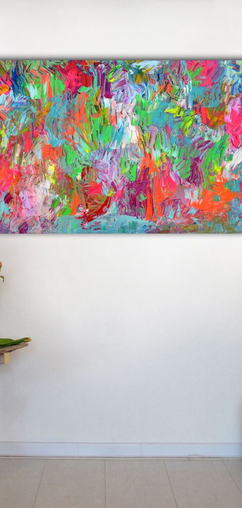 Colourful Heavy Textured Painting XXL - Large Colourful Abstract Painting, Gypsy Style Supersized Painting - Ready to Hang - Gypsy Garden by Soos Tiberiu