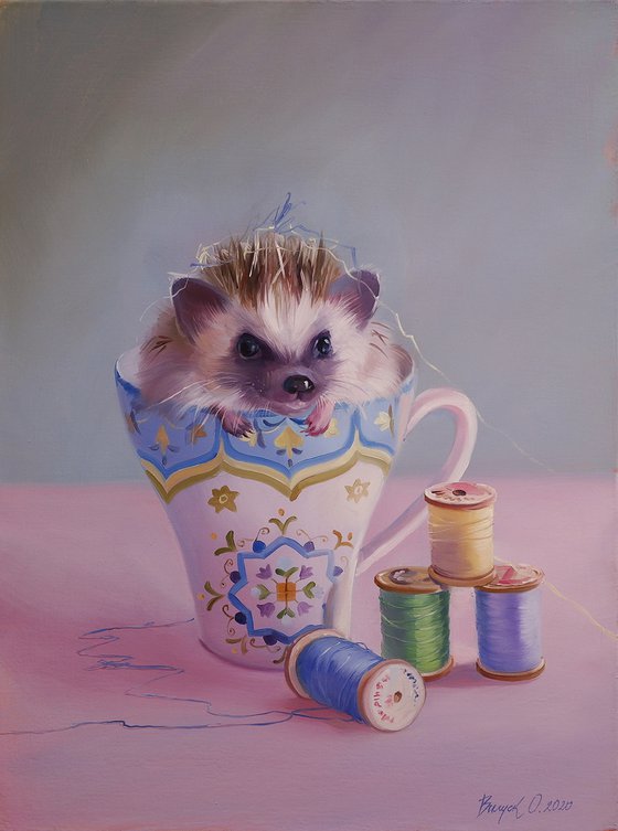 hedgehog oil painting