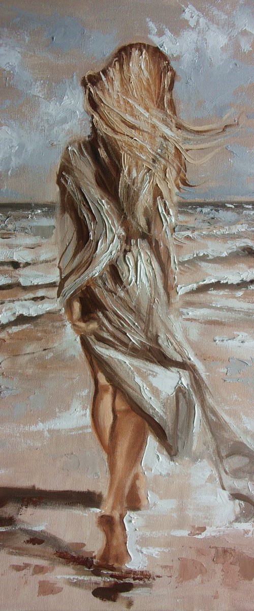 " MOMENTS  ... " SEA original painting palette knife GIFT MODERN URBAN ART OFFICE ART DECOR HOME DECOR GIFT IDEA by Monika Luniak