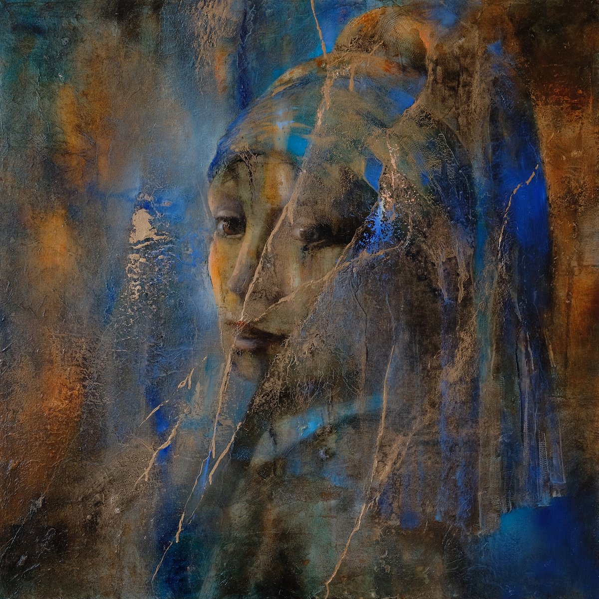 Impressionistic Portrait Oil Painting By Annette Schmucker, 39 X 39, The Secret, Original Artwork