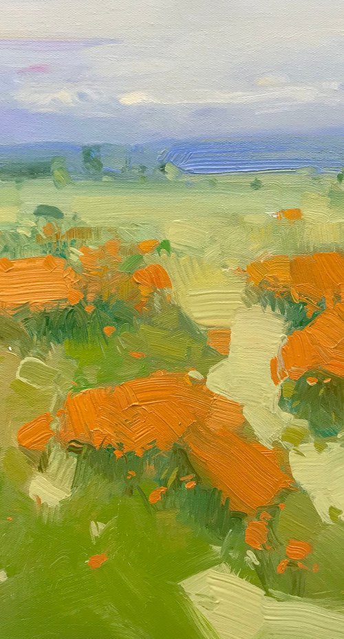 Flowers Valley, Original oil painting, Handmade artwork, One of a kind by Vahe Yeremyan