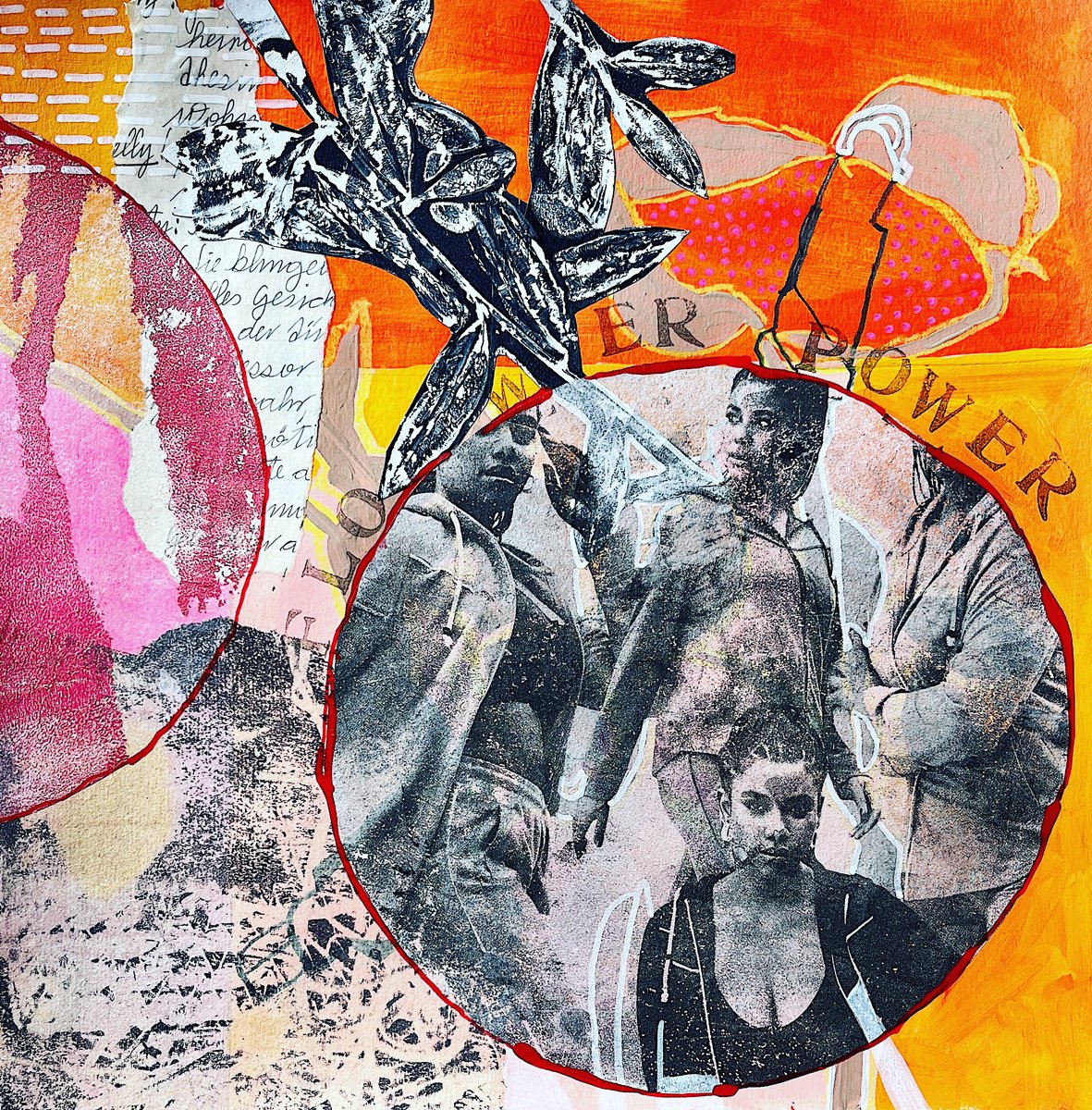 Portrait Painting By Marita Tobner, 12 X 12", Power Flower, Original Artwork