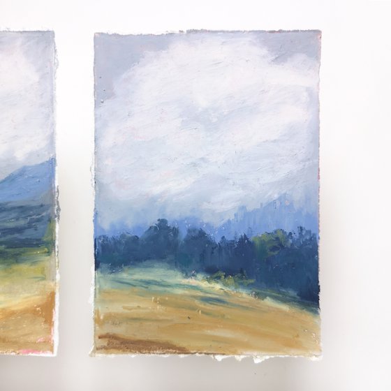 Mountain landscape. Set of 2 small paintings.