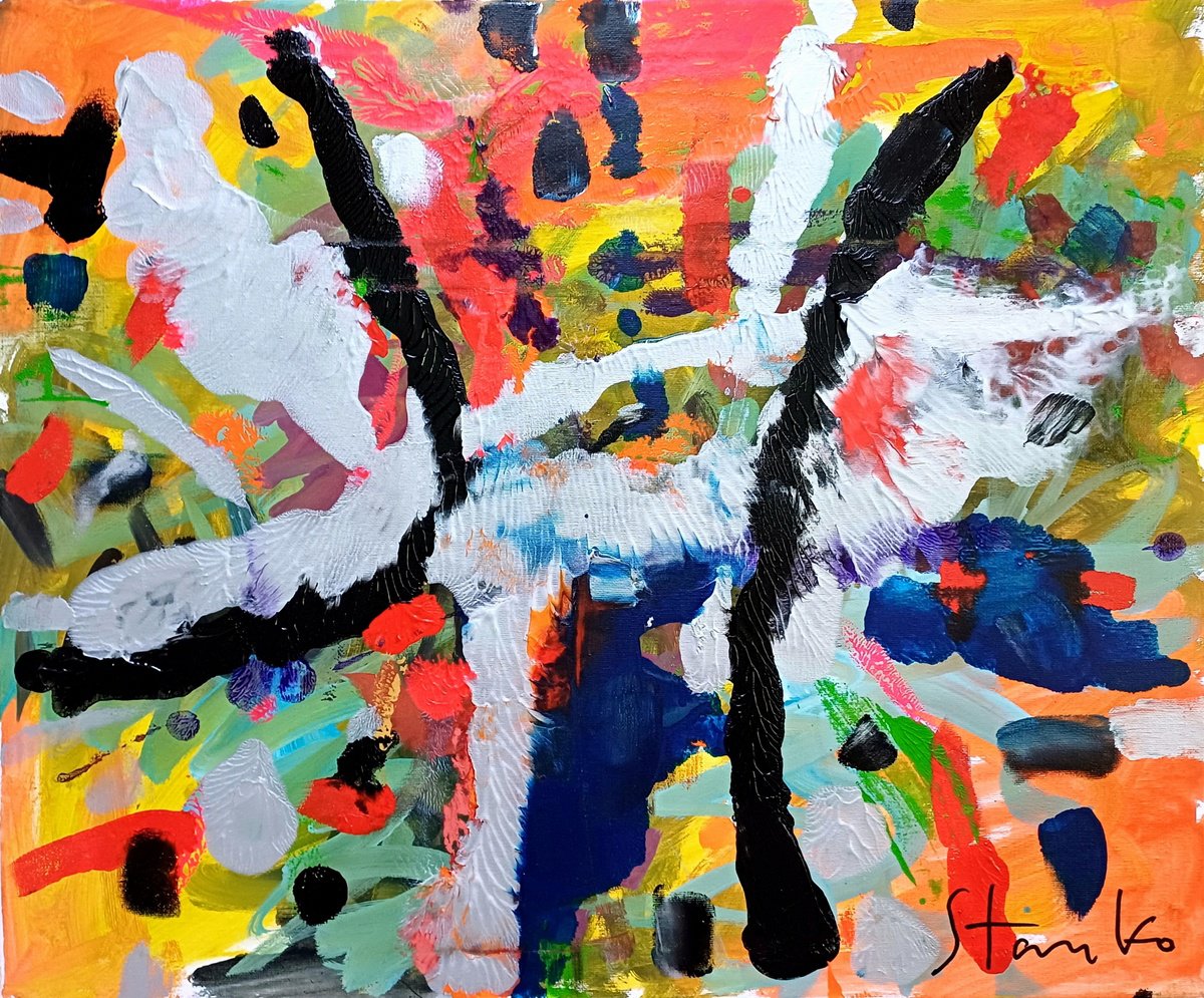Abstract Acrylic Painting By Stanislav Bojankov, 24 X 20", Jam Session(Jazzy)-Xxv, Original Artwork