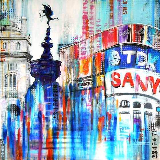 Metropolis - Piccadilly Circus (London, Eros, Piccadilly Circus, urban landscape semi abstract artwork)