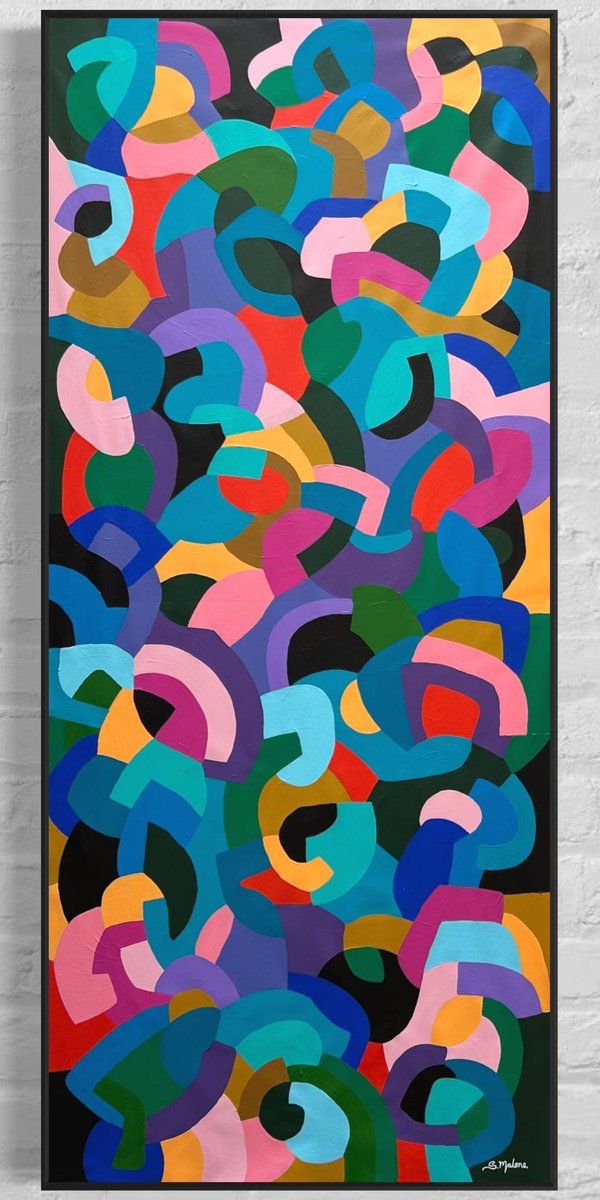 Abstract Acrylic Painting By Samantha Malone, 35 X 79", Life