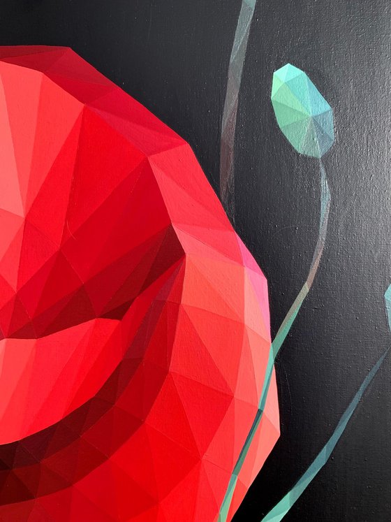 SCARLET POPPY ON A BLACK